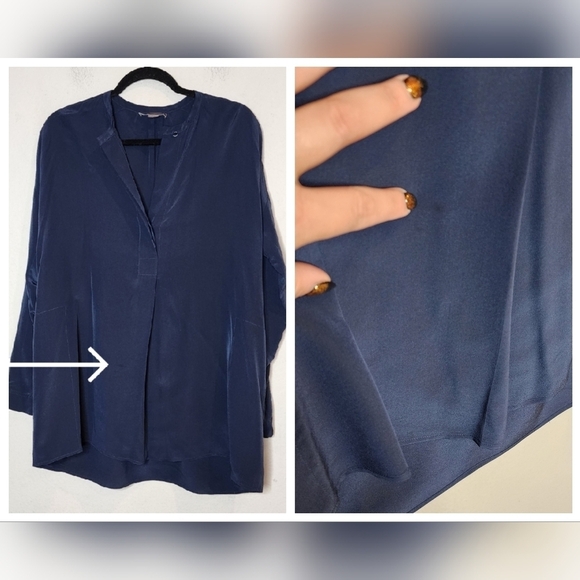 Vince Silk Tunic Pockets. Long Sleeve band collar. Size Small. - Picture 16 of 16